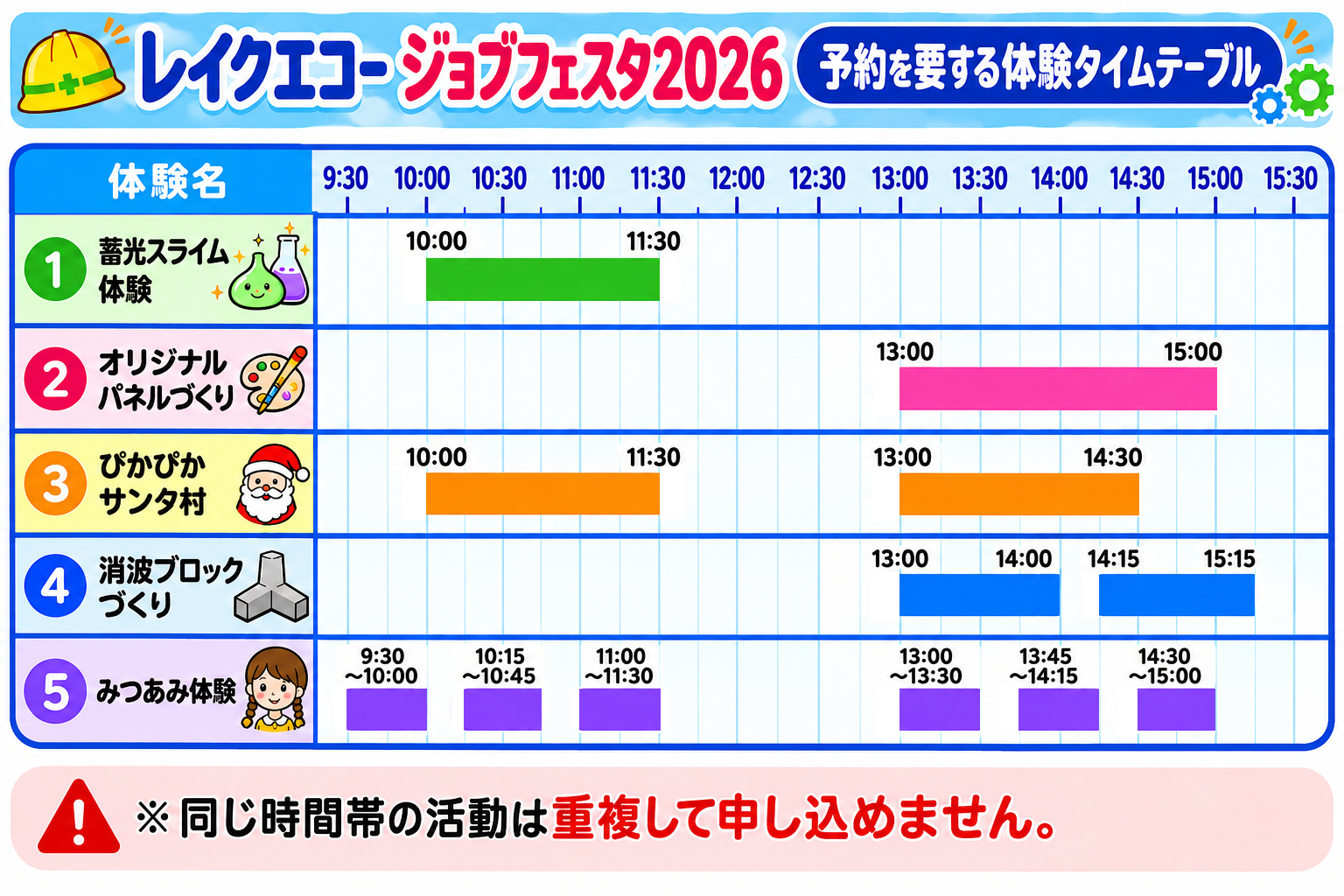 JOBフェス要予約体験タイムテーブル
